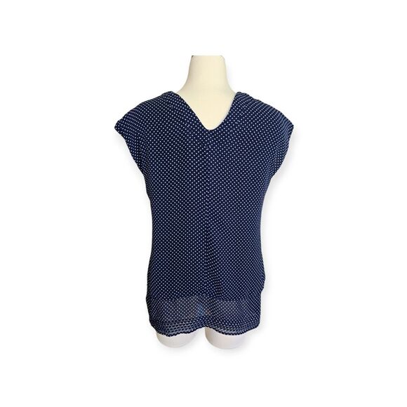 CONVERSE ONE STAR Navy Blue Patriotic Star Flowy Blouse V Neck Women Size M - Picture 2 of 6